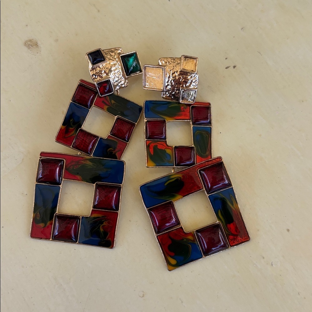 Zara Multicolored Squared Earrings - image 1